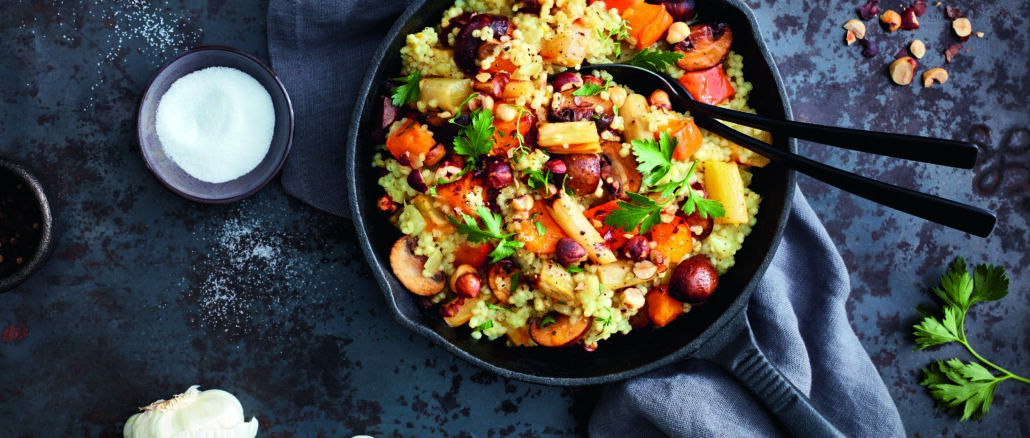 Gesund & lecker: Vegane Graupen-Kürbis-Pfanne mit Schwarzwurzeln als Herbst-Soulfood Gesund & lecker: Vegane Graupen-Kürbis-Pfanne mit Schwarzwurzeln als Herbst-Soulfood